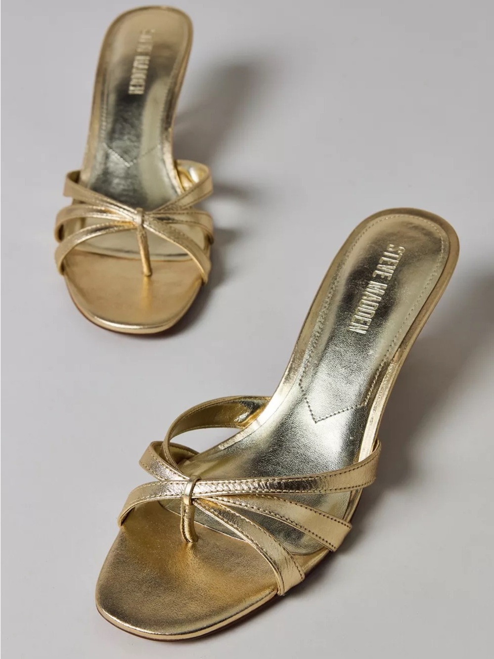 Steve Madden Metallic Gold Strappy Mule Sandals